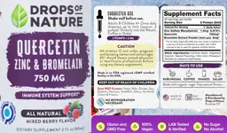 Label for Quercetin Zinc & Bromelain 750 mg Mixed Berry Flavor