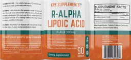 Label for R-Alpha Lipoic Acid 200 mg