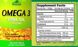 Label for Omega-3 Fish Oil 1,000 mg