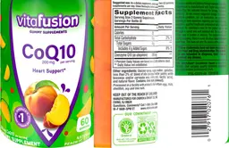 Label for CoQ10 200 mg Natural Peach Flavor