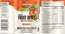 Label for Women's Natural Fruit Bites Multivitamin