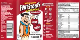 Label for Flintstones Gummies Complete Just Reds Natural Cherry Flavor