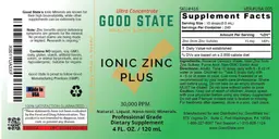 Label for Ionic Zinc Plus 30,000 PPM