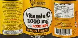 Label for Vitamin C 1000 mg Plus Rose Hips