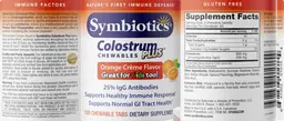Label for Colostrum Plus Chewables Orange Creme Flavor