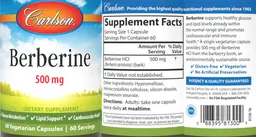 Label for Berberine 500 mg