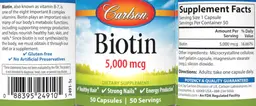 Label for Biotin 5,000 mcg