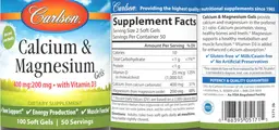 Label for Calcium & Magnesium Gels 400 mg:200 mg