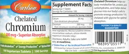 Label for Chelated Chromium 200 mcg