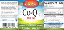 Label for Co-Q10 200 mg