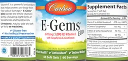 Label for E-Gems Elite 670 mg (1,000 IU)