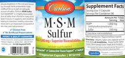 Label for M-S-M Sulfur 1,000 mg