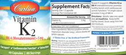 Label for Vitamin K2 MK-4 (Menatetrenone) 5 mg