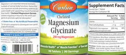Label for Chelated Magnesium Glycinate 200 mg
