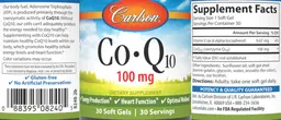 Label for Co-Q10 100 mg