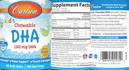 Label for Kid's Chewable DHA 100 mg Bursting Orange Flavor!