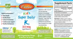 Label for Kid's Super Daily K2 22.5 mcg