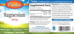 Label for Magnesium 350 mg