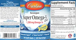 Label for Super Omega-3 Gems 1,200 mg