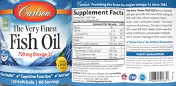 Label for The Very Finest Fish Oil Natural Lemon Flavor