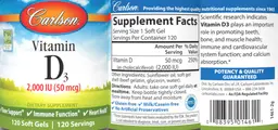 Label for Vitamin D3 2,000 IU (50 mcg)
