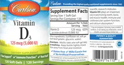 Label for Vitamin D3 125 mcg (5,000 IU)