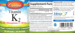 Label for Vitamin K2 MK-7 (Menaquinone-7) 180 mcg