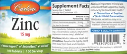 Label for Zinc 15 mg
