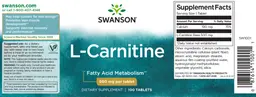 Label for L-Carnitine 500 mg