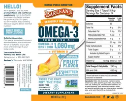 Label for Omega-3 Mango Peach Smoothie