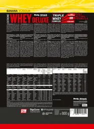 Label for Extreme Whey Deluxe Banana Flavour