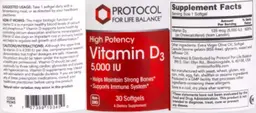Label for High Potency Vitamin D3 5,000 IU