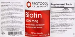 Label for Biotin 5,000 mcg