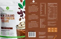 Label for New Zealand Whey Protein Isolate Iced Mocha
