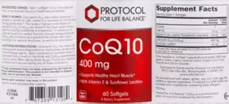 Label for CoQ10 400 mg