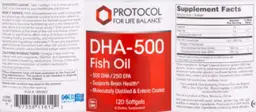 Label for DHA-500 Fish Oil