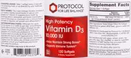 Label for High Potency Vitamin D3 10,000 IU