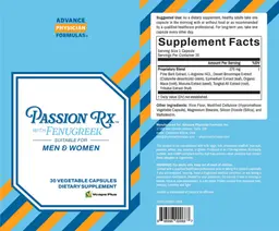 Label for Passion Rx with Fenugreek