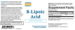 Label for R-Lipoic Acid 50 mg
