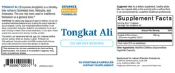 Label for Tongkat Ali 200 mg