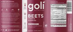 Label for Beets Cardio Gummies