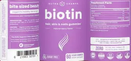 Label for Biotin Gummies Sugar Free Natural Berry Flavor