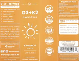 Label for D3 + K2 Liquid Drops Unflavored