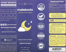 Label for Melatonin Liquid Drops Natural Berry Flavor