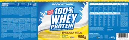 Label for 100% Whey Protein Banana Milk