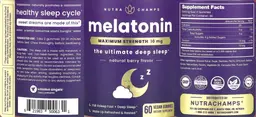 Label for Melatonin Maximum Strength 10 mg Natural Berry Flavor