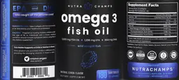 Label for Omega 3 Fish Oil 3,600 mg Natural Lemon Flavor