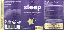 Label for Sleep Gummies Natural Berry Flavor