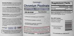 Label for Chromium Picolinate