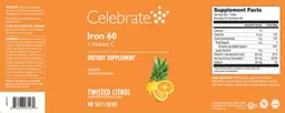 Label for Iron 60 + Vitamin C Twisted Citrus